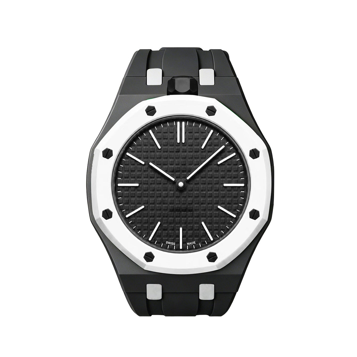 [Riva Jewelry]OAK POP EXCLUSIVE BLACK AND WHITE SILICONE STRAP
