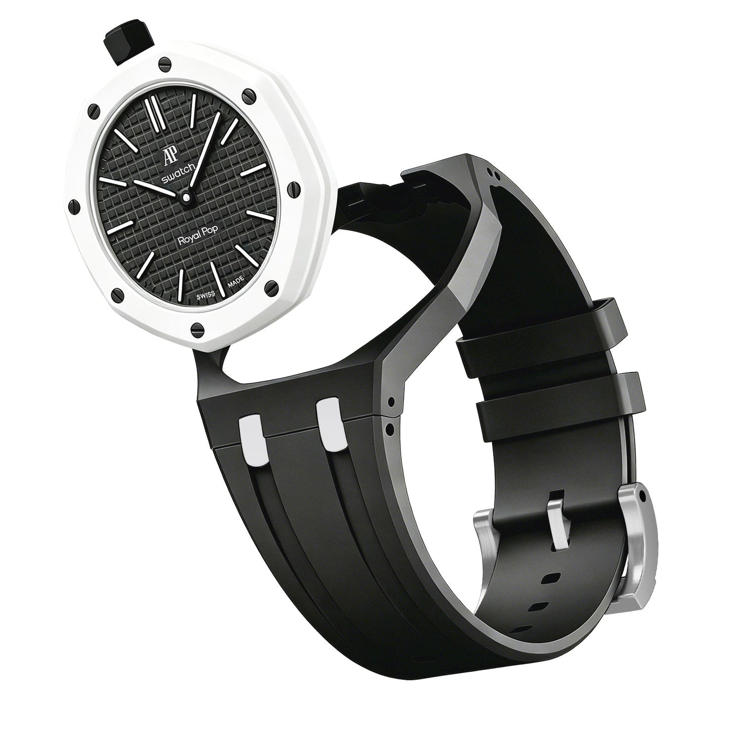 [Riva Jewelry]OAK POP EXCLUSIVE BLACK AND WHITE SILICONE STRAP