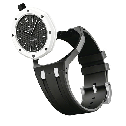 [Riva Jewelry]OAK POP EXCLUSIVE BLACK AND WHITE SILICONE STRAP