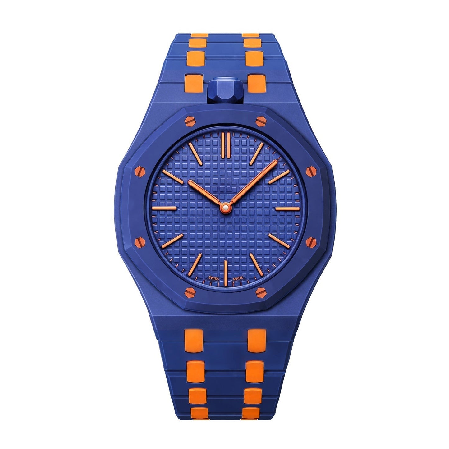 [Riva Jewelry]OAK POP EXCLUSIVE DARK BLUE AND ORANGE BIOCERAMIC STRAP