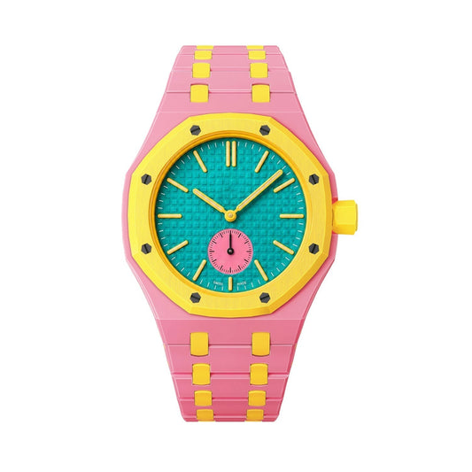[Riva Jewelry]OAK POP EXCLUSIVE PINK AND YELLOW BIOCERAMIC STRAP