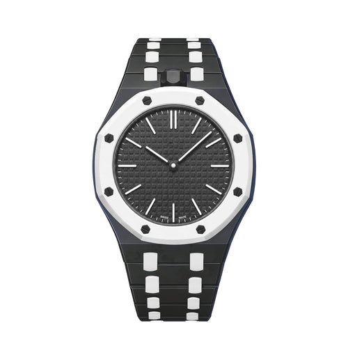 [Riva Jewelry]OAK POP EXCLUSIVE BLACK AND WHITE BIOCERAMIC STRAP