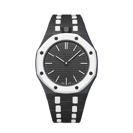 [Riva Jewelry]OAK POP EXCLUSIVE BLACK AND WHITE BIOCERAMIC STRAP