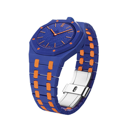 [Riva Jewelry]OAK POP EXCLUSIVE DARK BLUE AND ORANGE BIOCERAMIC STRAP