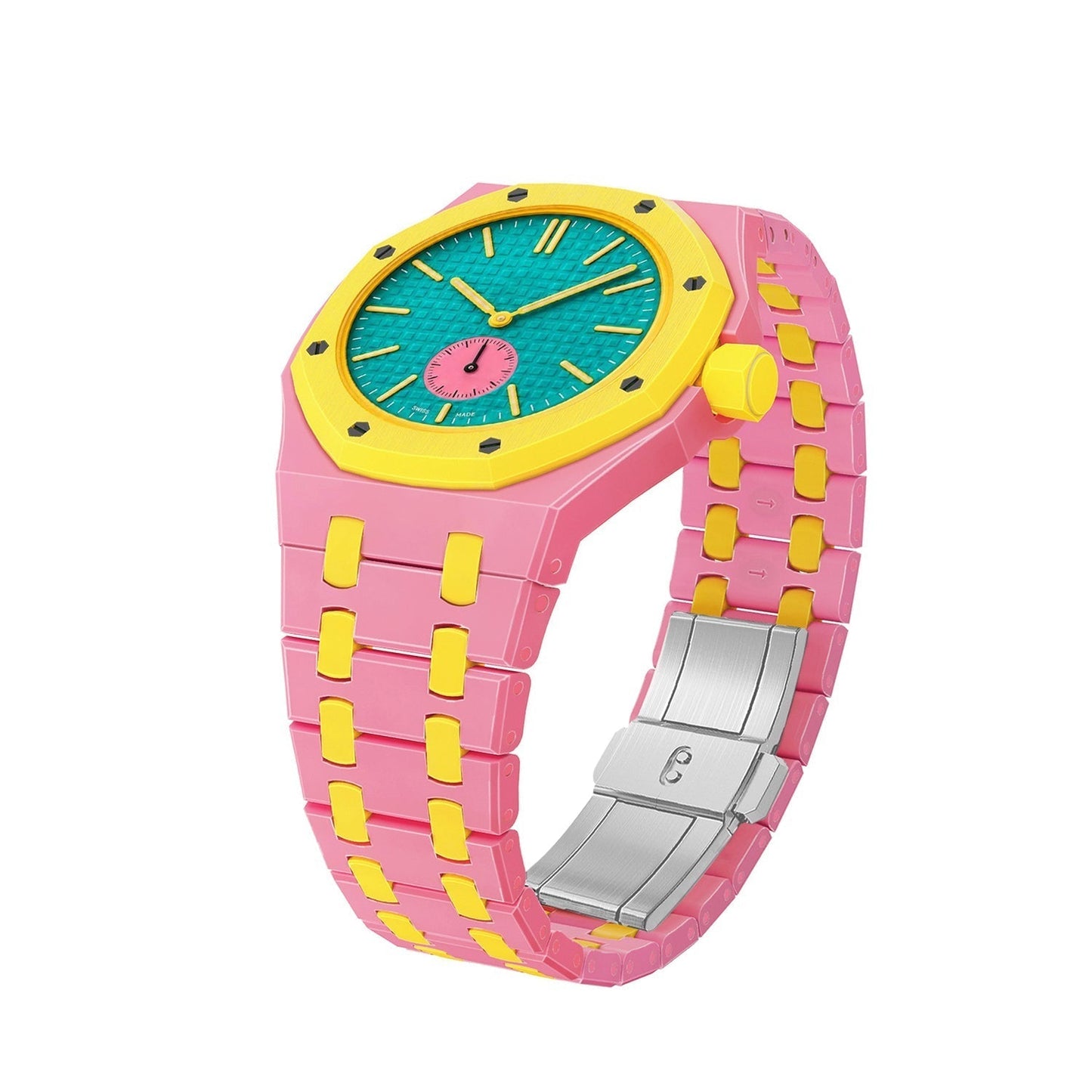 [Riva Jewelry]OAK POP EXCLUSIVE PINK AND YELLOW BIOCERAMIC STRAP