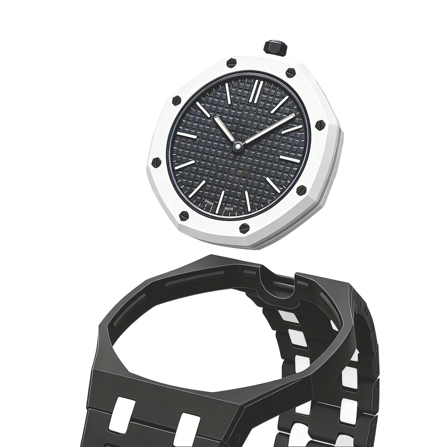 [Riva Jewelry]OAK POP EXCLUSIVE BLACK AND WHITE BIOCERAMIC STRAP