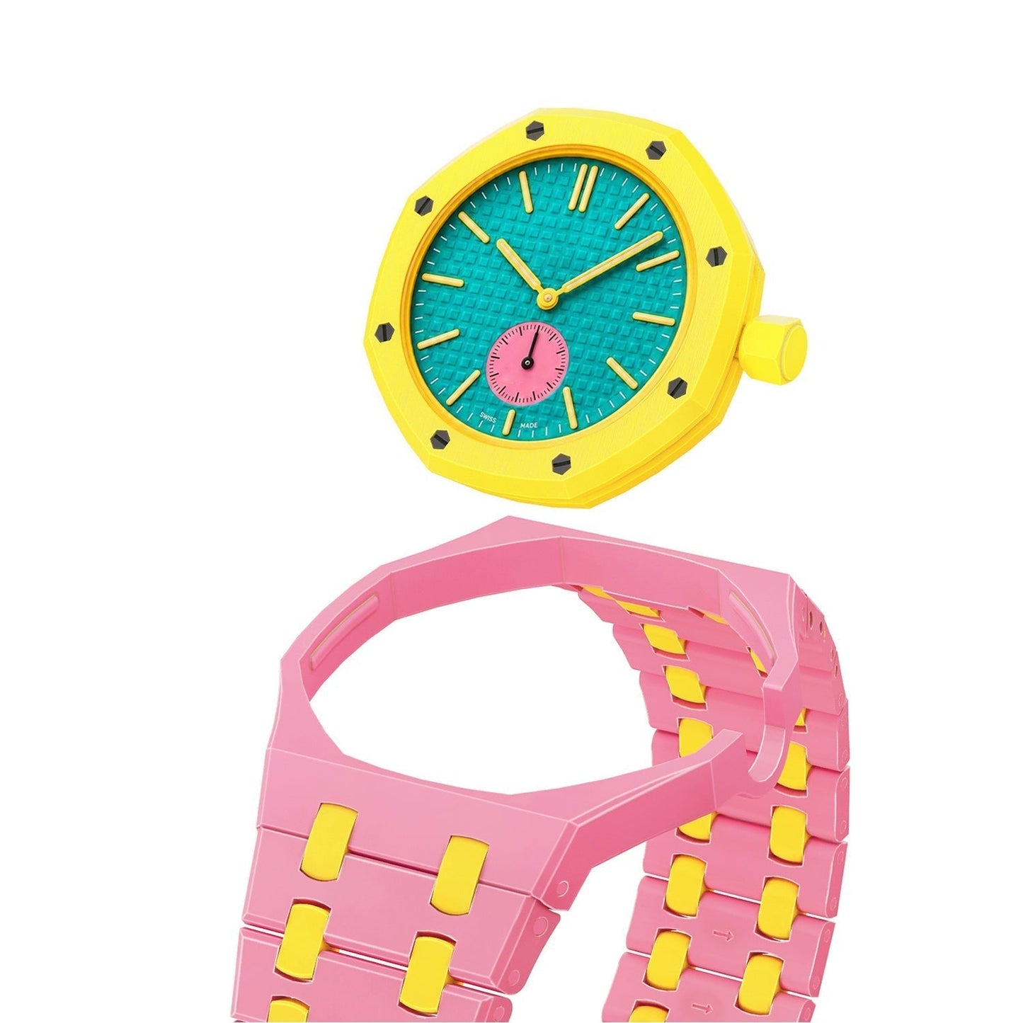 [Riva Jewelry]OAK POP EXCLUSIVE PINK AND YELLOW BIOCERAMIC STRAP