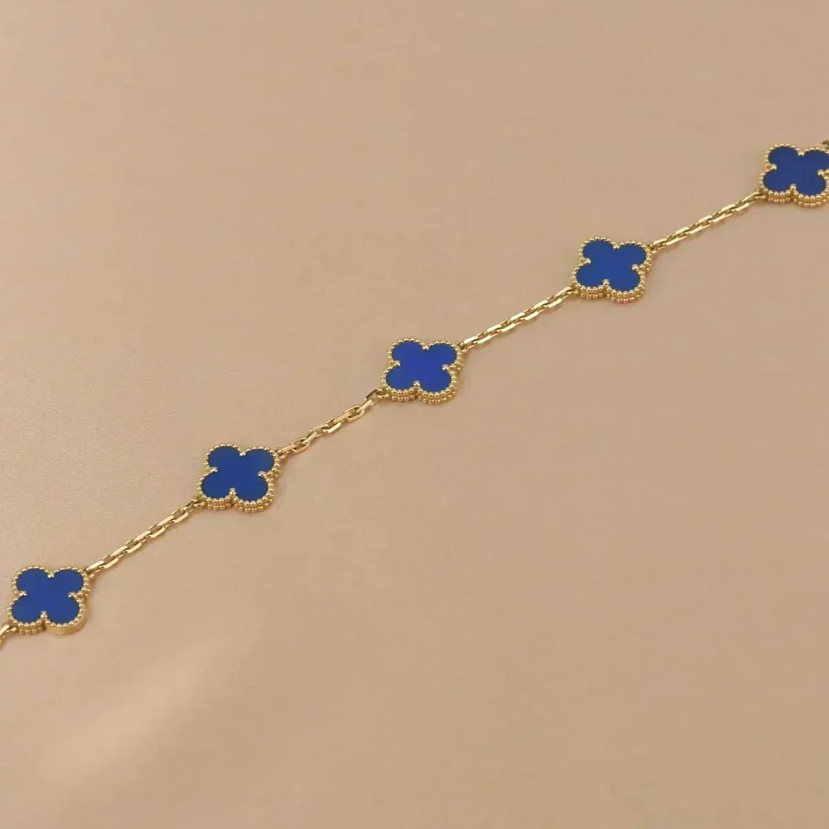[Riva Jewelry]LUCKY CLOVER 5-MOTIF BRACELET - BLUE AGATE COLLECTION