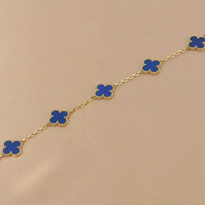 [Riva Jewelry]LUCKY CLOVER 5-MOTIF BRACELET - BLUE AGATE COLLECTION