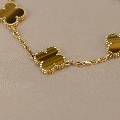 [Riva Jewelry]LUCKY CLOVER 5-MOTIF BRACELET -  TIGER’S EYE COLLECTION