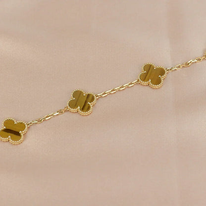 [Riva Jewelry]LUCKY CLOVER 5-MOTIF BRACELET -  TIGER’S EYE COLLECTION