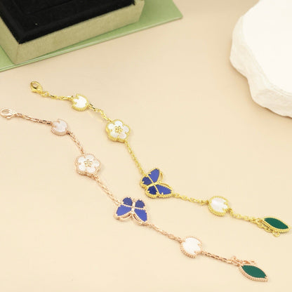 [Riva Jewelry]SPRING ENCHANTMENT BUTTERFLY & FLORAL CHARM BRACELET