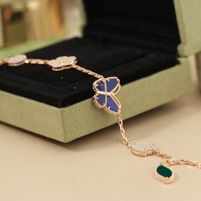[Riva Jewelry]SPRING ENCHANTMENT BUTTERFLY & FLORAL CHARM BRACELET