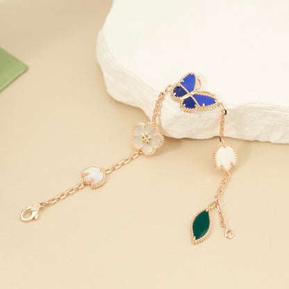 [Riva Jewelry]SPRING ENCHANTMENT BUTTERFLY & FLORAL CHARM BRACELET