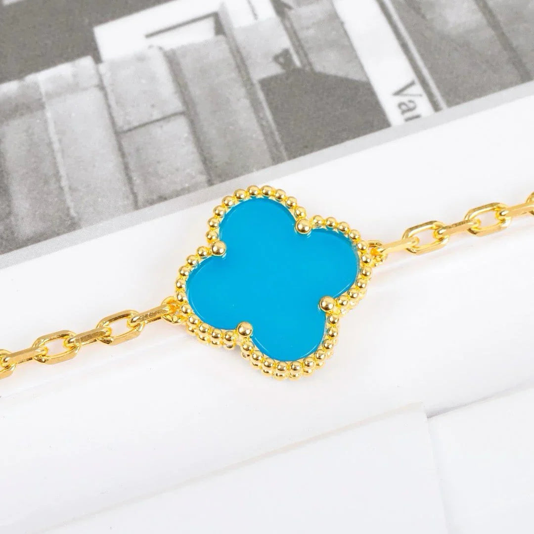 [Riva Jewelry]LUCKY CLOVER 5-MOTIF BRACELET - TURQUOISE COLLECTION