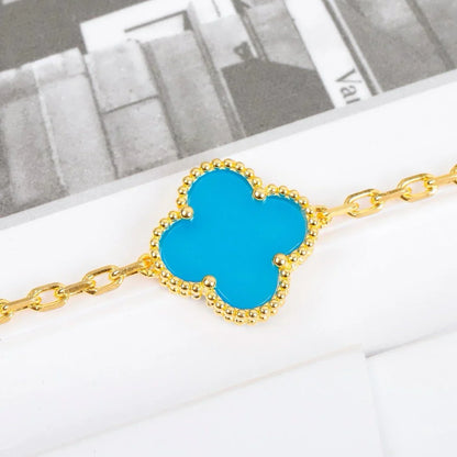 [Riva Jewelry]LUCKY CLOVER 5-MOTIF BRACELET - TURQUOISE COLLECTION