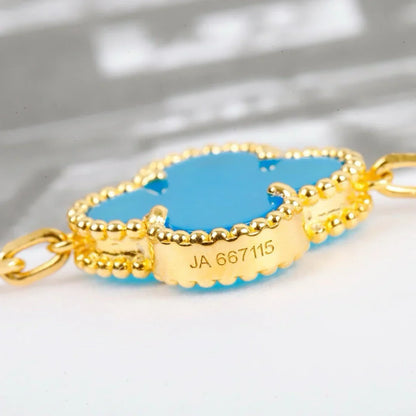 [Riva Jewelry]LUCKY CLOVER 5-MOTIF BRACELET - TURQUOISE COLLECTION