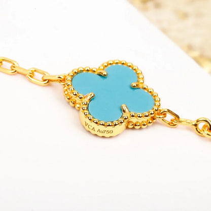 [Riva Jewelry]LUCKY CLOVER 5-MOTIF BRACELET - TURQUOISE COLLECTION