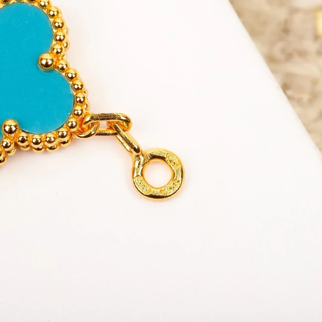 [Riva Jewelry]LUCKY CLOVER 5-MOTIF BRACELET - TURQUOISE COLLECTION