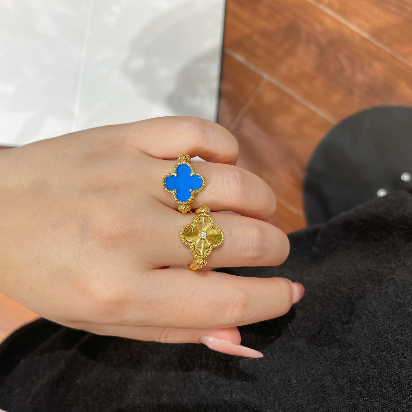 [Riva Jewelry]LUCKY CLOVER GOLD REVERSIBLE RING