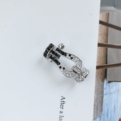 [Riva Jewelry]FORCE LARGE HORSESHOE BLACK & WHITE DIAMOND BRACELET - WHITE GOLD