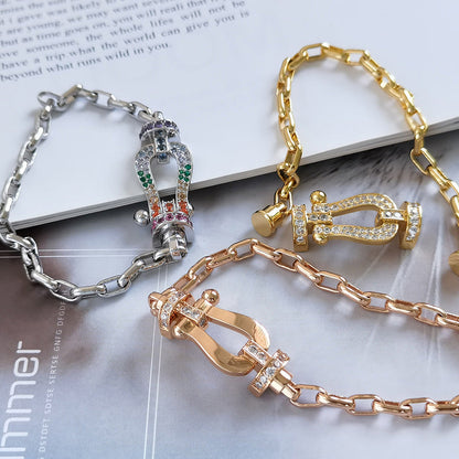 [Riva Jewelry]FORCE LARGE HORSESHOE CLASP METAL BRACELET