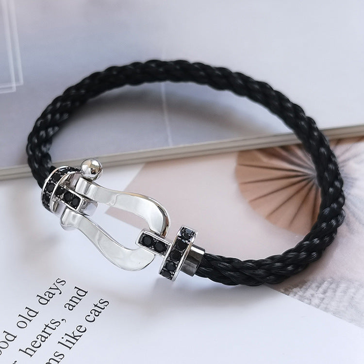 [Riva Jewelry]FORCE LARGE HORSESHOE BLACK DIAMOND BRACELET - WHITE GOLD