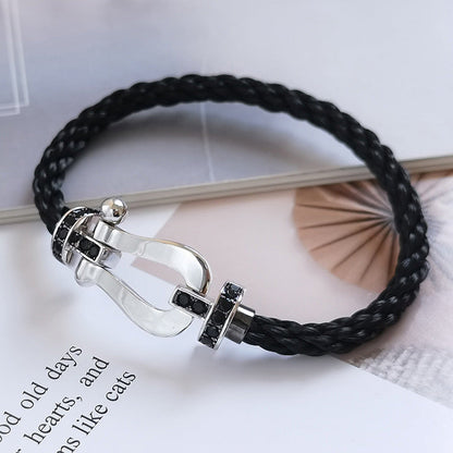 [Riva Jewelry]FORCE LARGE HORSESHOE BLACK DIAMOND BRACELET - WHITE GOLD