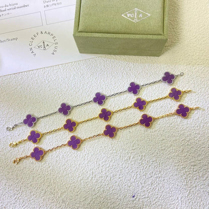 [Riva Jewelry]LUCKY CLOVER 5-MOTIF BRACELET - VIOLET COLLECTION