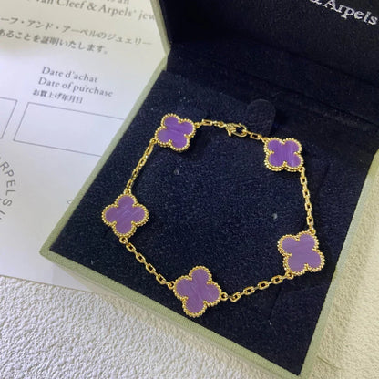 [Riva Jewelry]LUCKY CLOVER 5-MOTIF BRACELET - VIOLET COLLECTION