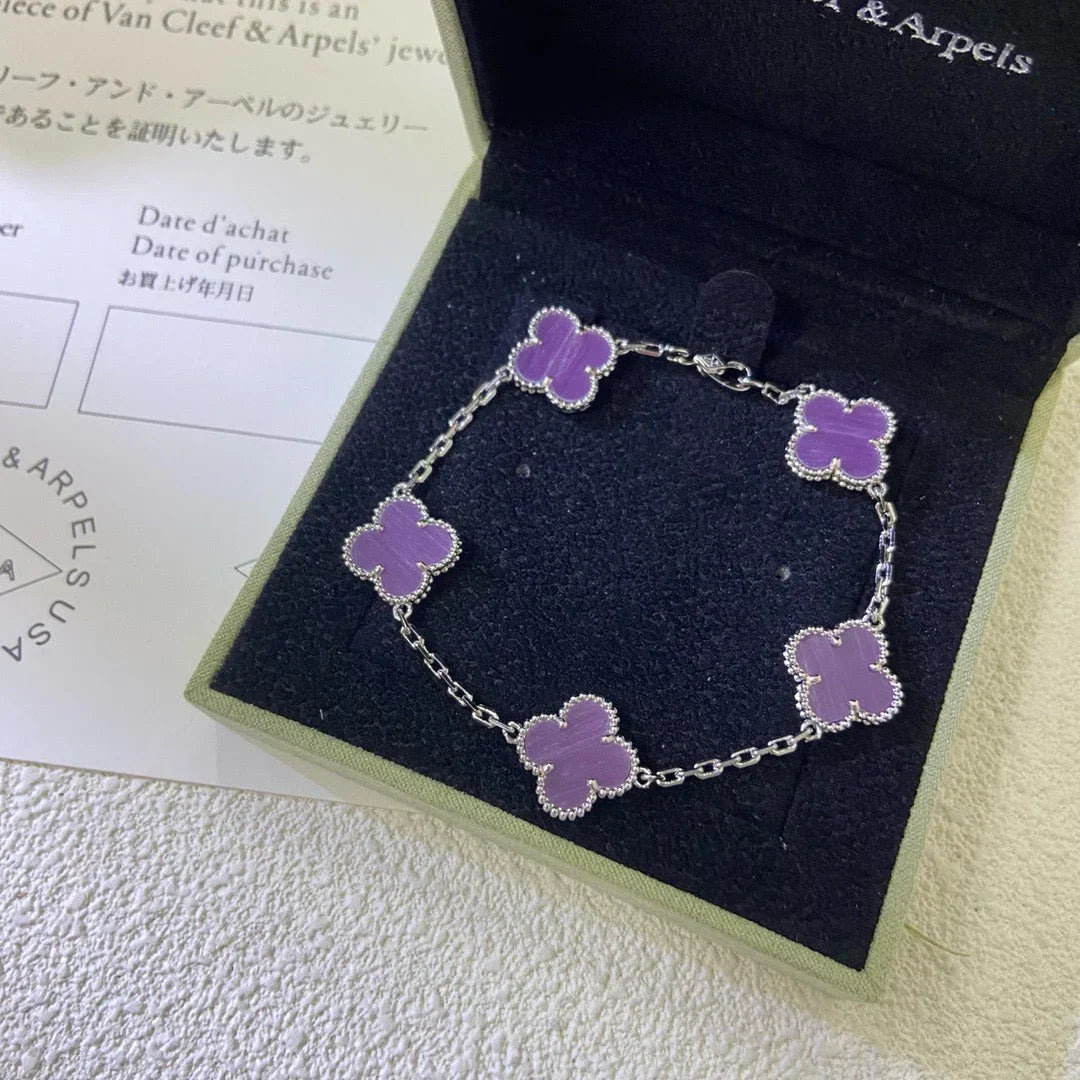 [Riva Jewelry]LUCKY CLOVER 5-MOTIF BRACELET - VIOLET COLLECTION