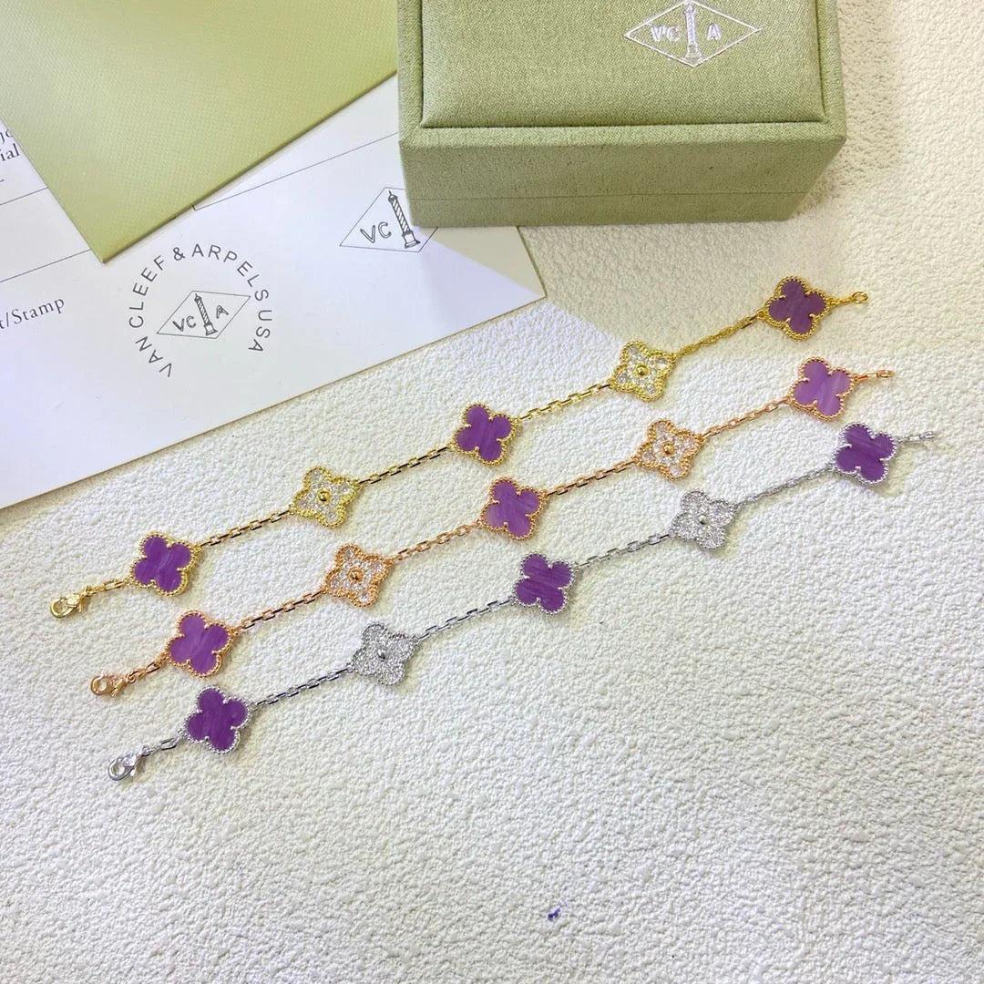 [Riva Jewelry]LUCKY CLOVER 5-MOTIF BRACELET - VIOLET COLLECTION