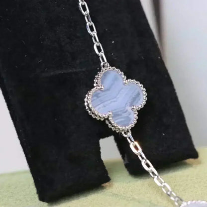 [Riva Jewelry]LUCKY CLOVER 5-MOTIF BRACELET - PURPLE CHALCEDONY COLLECTION