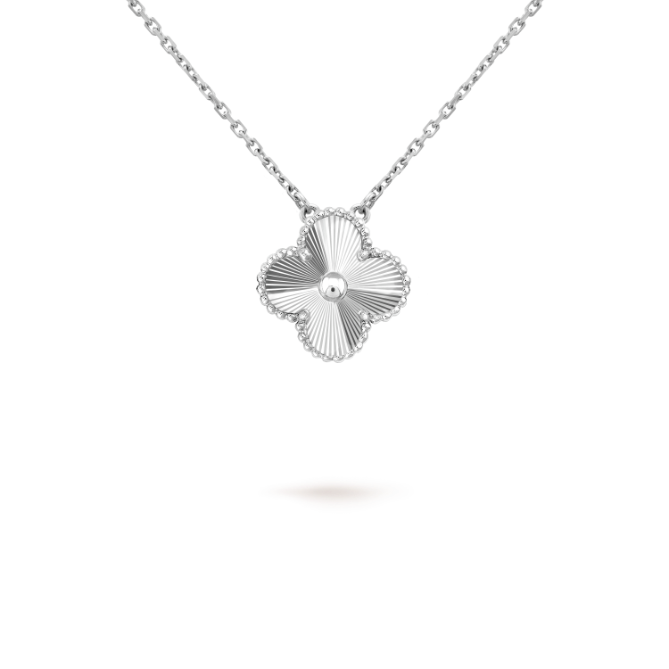 [Riva Jewelry]15MM CLOVER FLOWER PENDANT NECKLACE WHITE GOLD COLLECTION