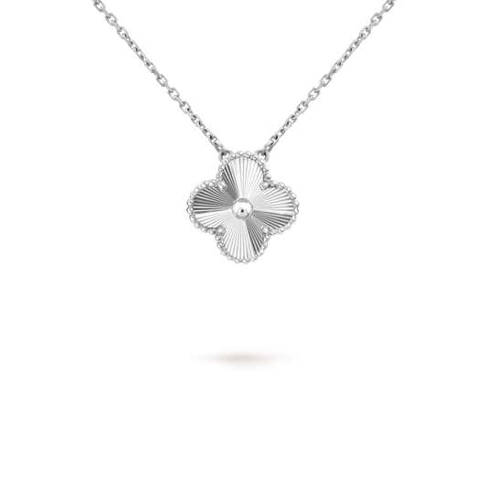[Riva Jewelry]15MM CLOVER FLOWER PENDANT NECKLACE WHITE GOLD COLLECTION