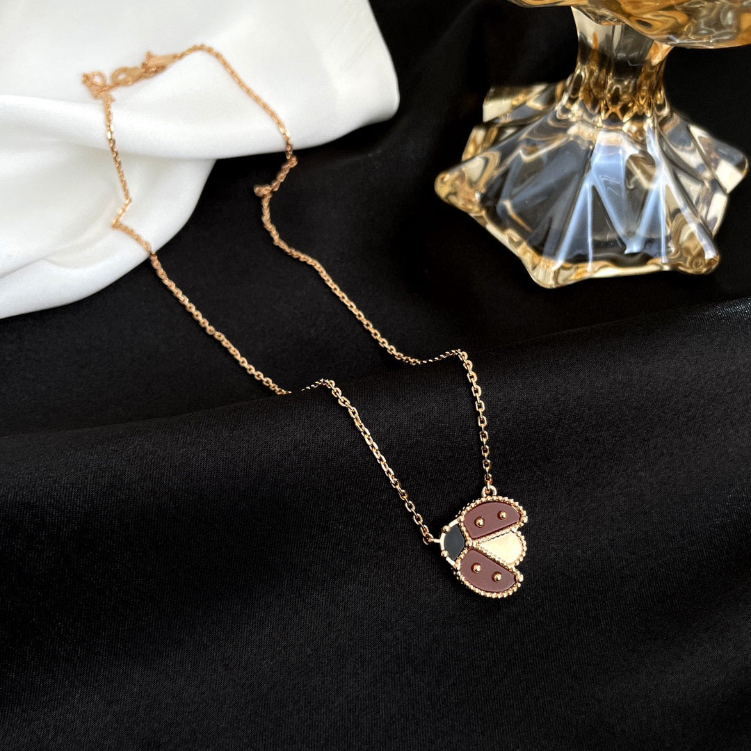 [Riva Jewelry]LUCKY CARNELIAN LADYBUG CHARM NECKLACE