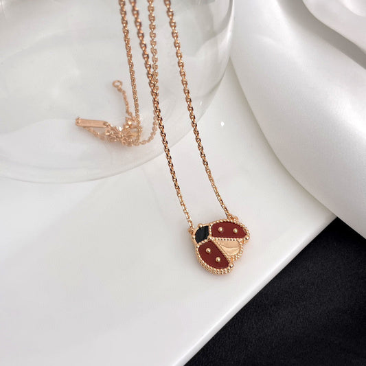 [Riva Jewelry]LUCKY CARNELIAN LADYBUG CHARM NECKLACE