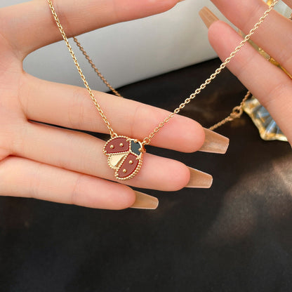 [Riva Jewelry]LUCKY CARNELIAN LADYBUG CHARM NECKLACE