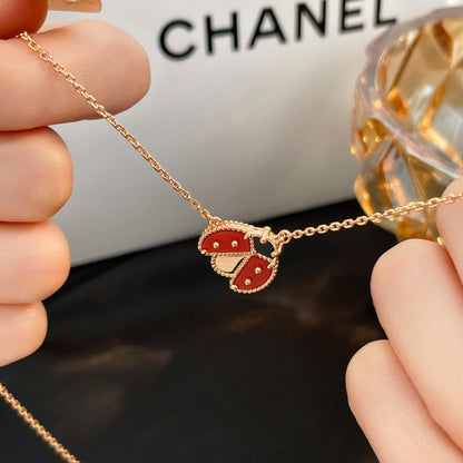 [Riva Jewelry]LUCKY CARNELIAN LADYBUG CHARM NECKLACE
