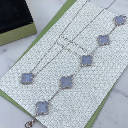 [Riva Jewelry]LUCKY CLOVER 5-MOTIF BRACELET - PURPLE CHALCEDONY COLLECTION