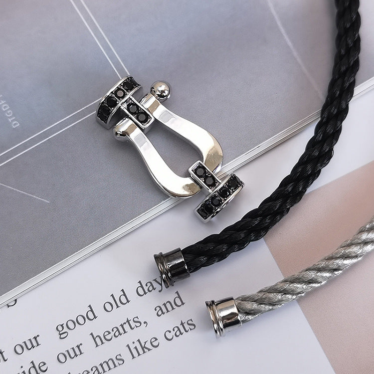 [Riva Jewelry]FORCE LARGE HORSESHOE BLACK DIAMOND BRACELET - WHITE GOLD