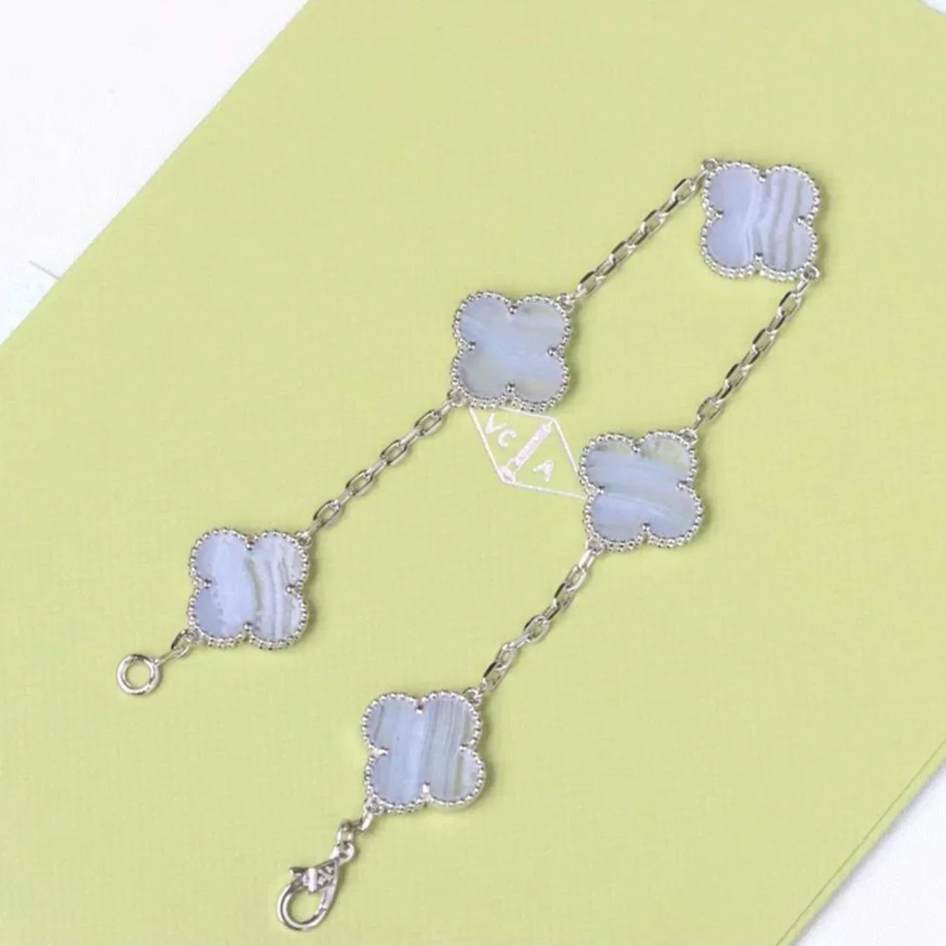 [Riva Jewelry]LUCKY CLOVER 5-MOTIF BRACELET - PURPLE CHALCEDONY COLLECTION