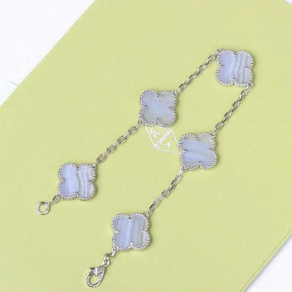 [Riva Jewelry]LUCKY CLOVER 5-MOTIF BRACELET - PURPLE CHALCEDONY COLLECTION