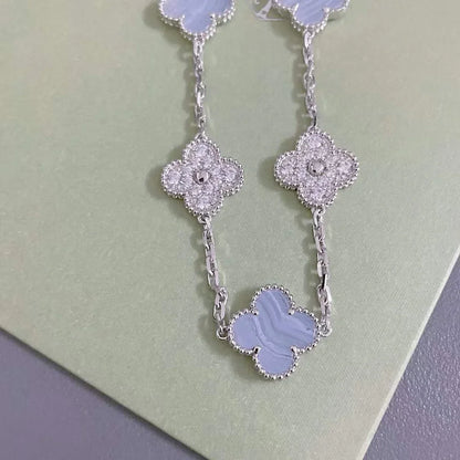 [Riva Jewelry]LUCKY CLOVER 5-MOTIF BRACELET - PURPLE CHALCEDONY COLLECTION