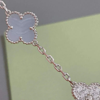 [Riva Jewelry]LUCKY CLOVER 5-MOTIF BRACELET - PURPLE CHALCEDONY COLLECTION