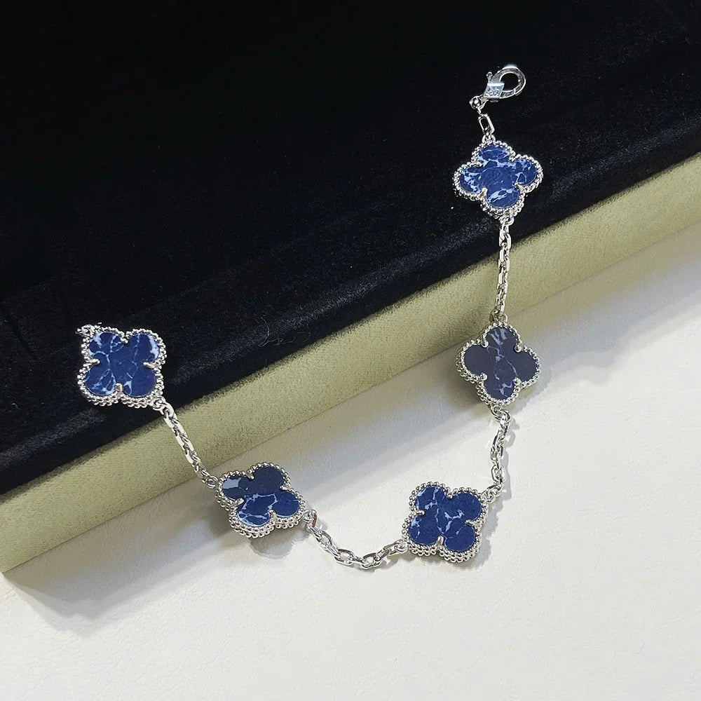 [Riva Jewelry]LUCKY CLOVER 5-MOTIF BRACELET - PIETERSITE COLLECTION