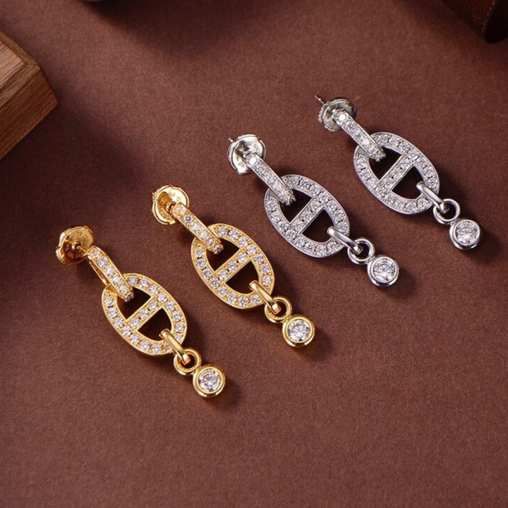 [Riva Jewelry]HM CHAINE DIAMOND EARRINGS