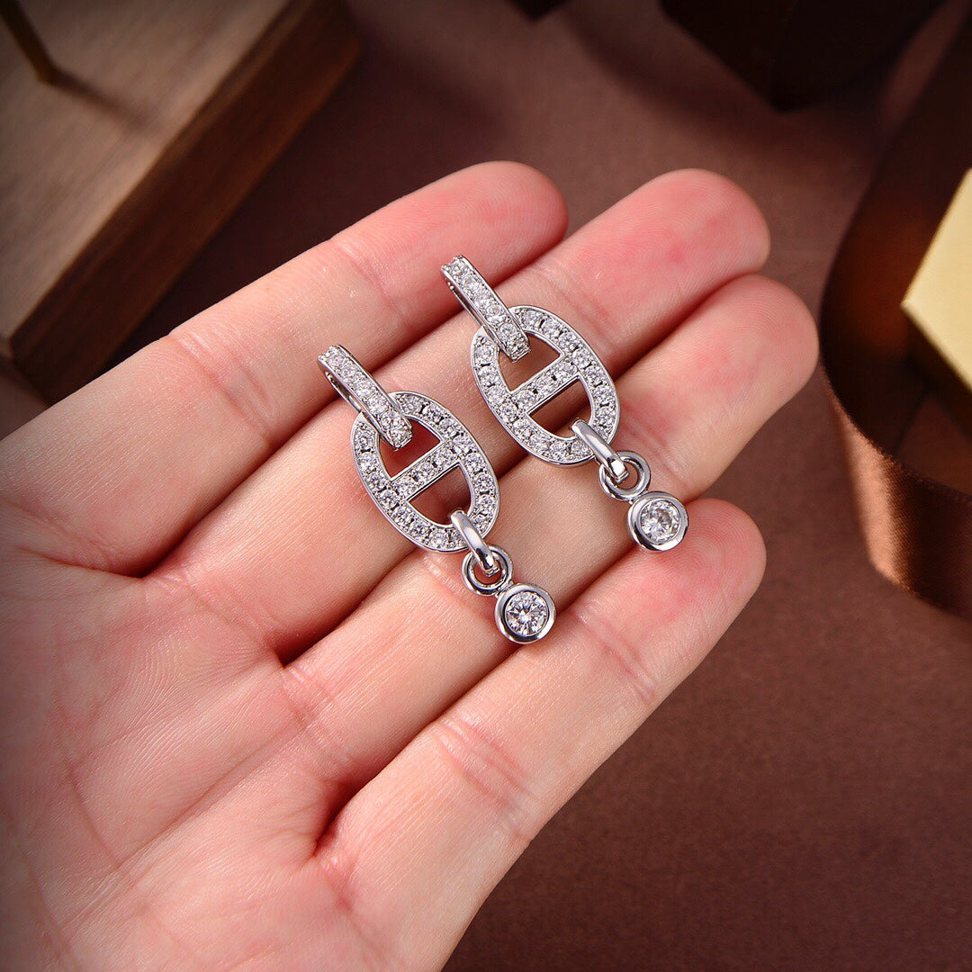 [Riva Jewelry]HM CHAINE DIAMOND EARRINGS