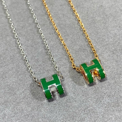 [Riva Jewelry]POP H GREEN NECKLACE SILVER AND GOLD
