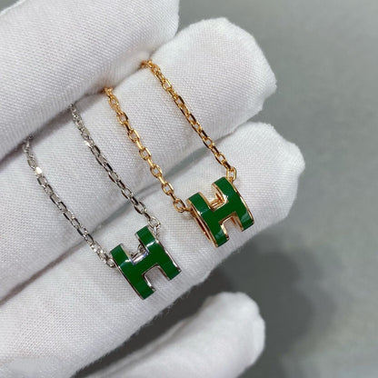 [Riva Jewelry]POP H GREEN NECKLACE SILVER AND GOLD